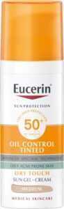 Eucerin Ochranný tónovací a matující gelový krém na obličej SPF 50+ Sun (Oil Control Tinted Sun Gel-Cream) 50 ml Medium